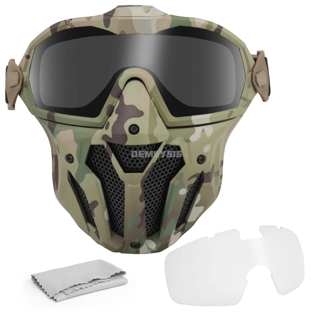 Tactical Full Face Airsoft Paintball Mask with Fan & Goggles