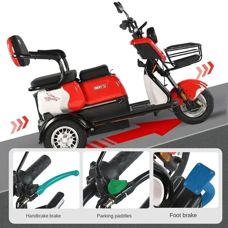 3-Wheel Electric Mobility Scooter for Adults, Long-Range Tricycle