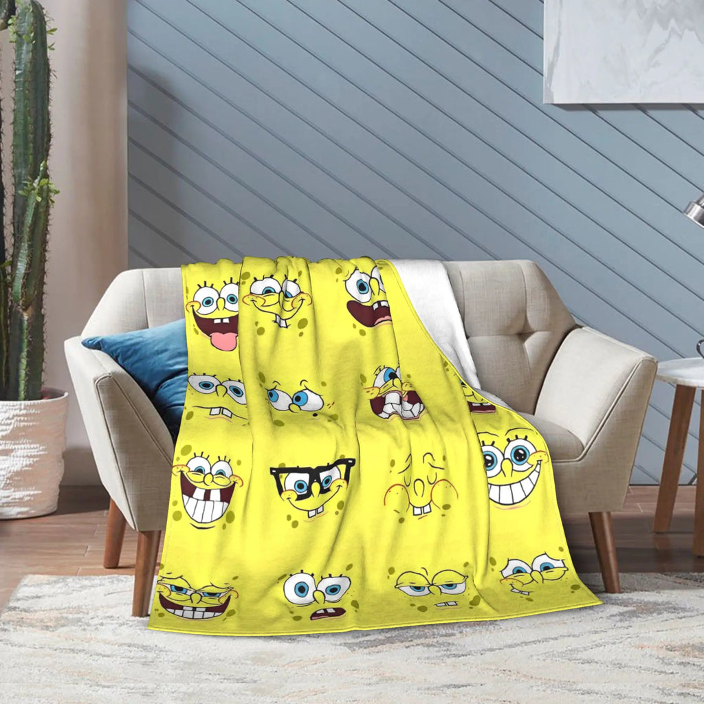 SpongeBob Flannel Throw Blanket – Soft Breathable Character Blanket for Bed, Lounge & Summer