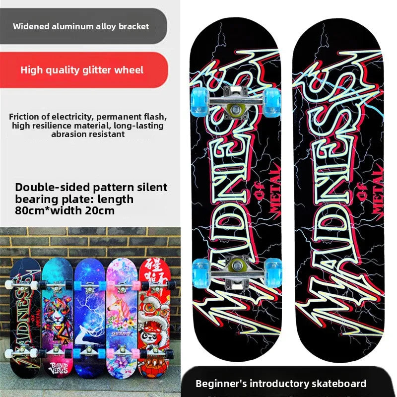 Pro All-Terrain Complete Skateboard – Aluminum Alloy & Carbon Fiber Deck, Beginner Longboard for Kids & Adults