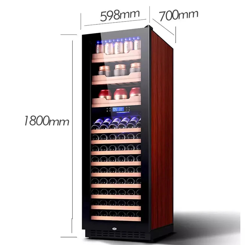 165-Bottle Dual-Zone Large Wine Cooler — 508L Freestanding Compressor Wine Fridge with Beech Wood Shelves & Touch Control for Home, Hotel & Commercial Use