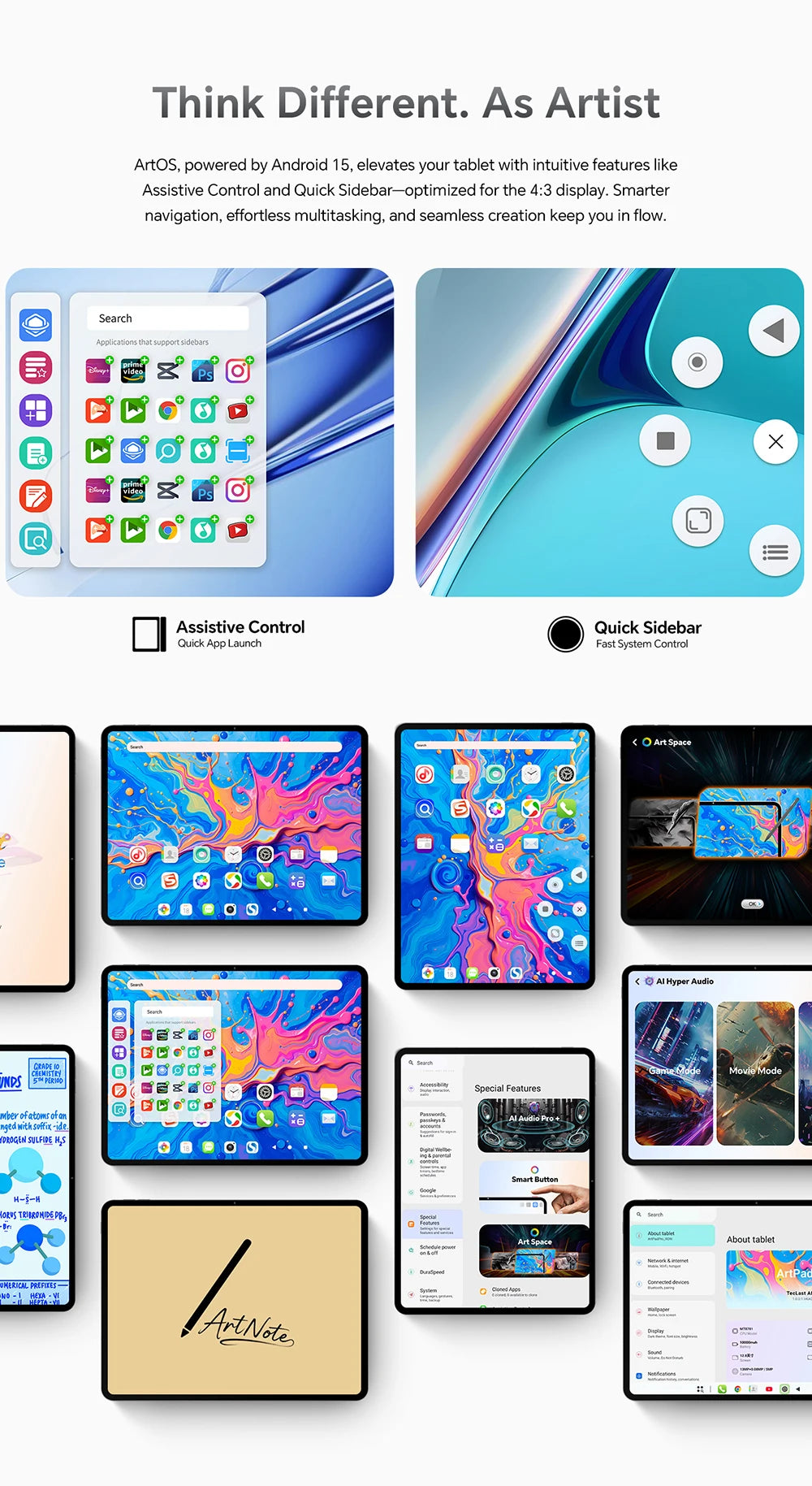 Teclast ArtPad Pro 12.7" 2.2K Android 15 Tablet – 8GB RAM, 256GB, 4G LTE, 10000mAh