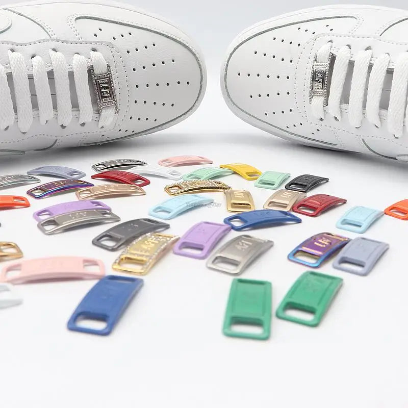 AF1 Shoelaces Combination Set — White Flat Laces & Shoe Decoration for Air Force One Sneakers