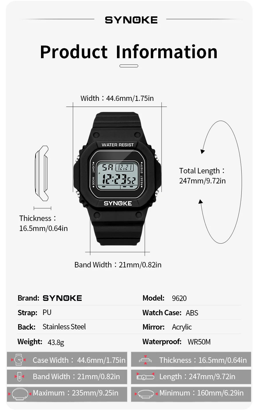 SYNOKE Men's Military Digital Watch | Outdoor Sport Retro Waterproof Multifunctional Luminous Wristwatch