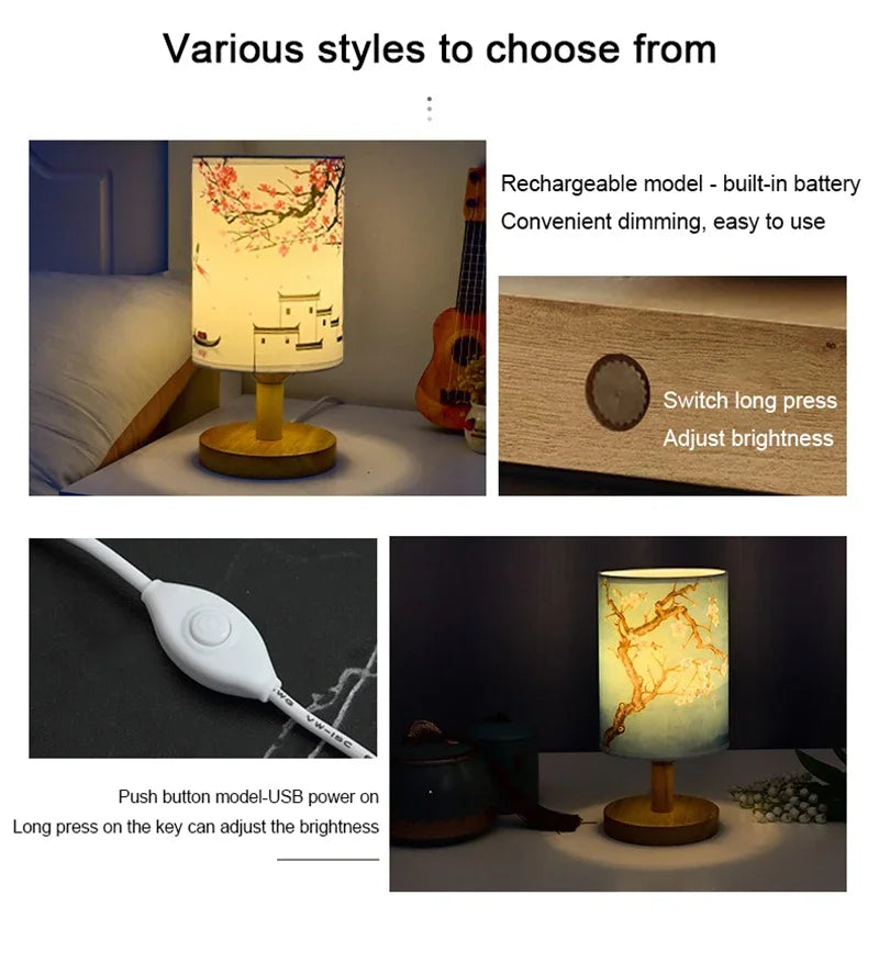 Square Table Lamp – Warm LED & Fabric Shade