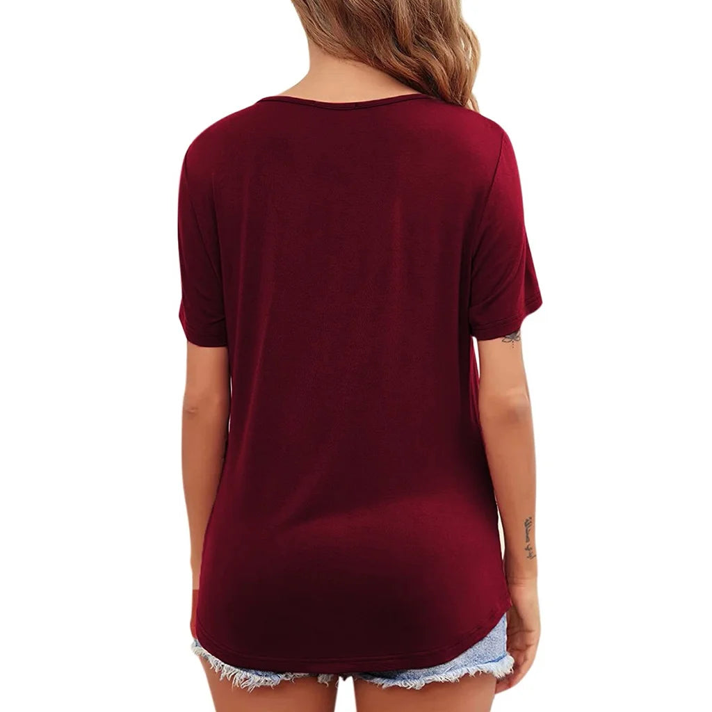 Women's Maternity Nursing Top – Short Sleeve Asymmetrical Flap Breastfeeding T-Shirt