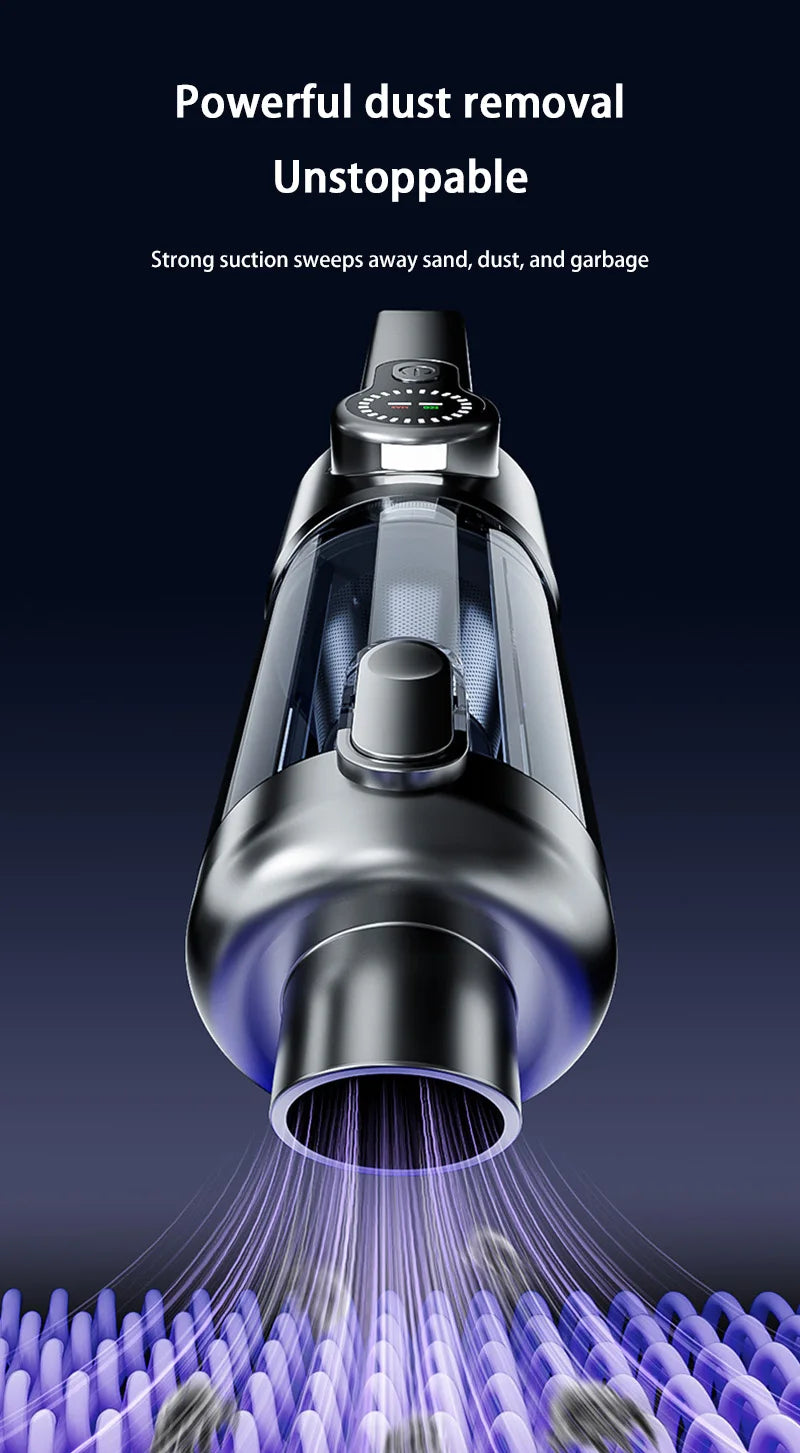 Wireless Car Vacuum Cleaner – One-Button Dust Dump, High Power Large Suction Mini Handheld