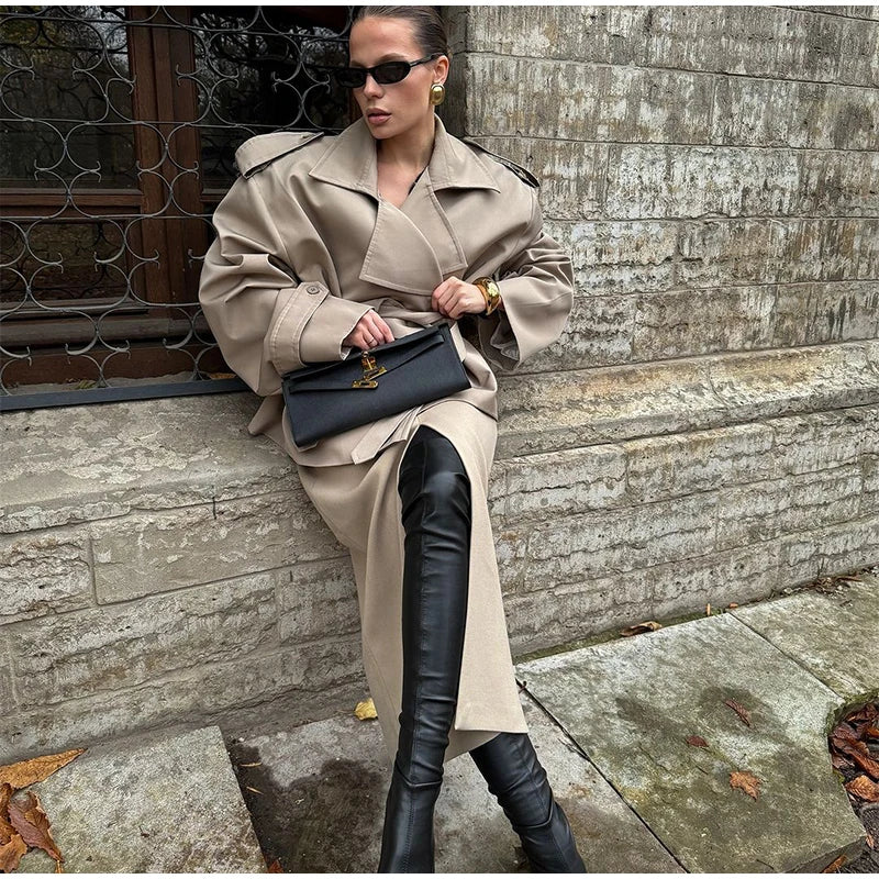 Women's Lace-Up Cropped Trench Coat – Wide Shoulder Windbreaker Jacket