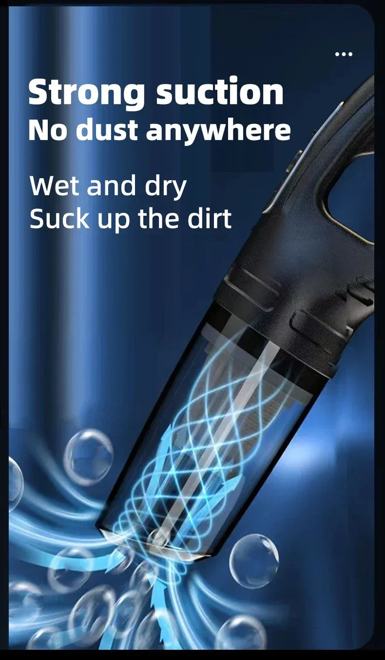 Cordless Handheld Car Vacuum — 6000Pa Wet & Dry Portable Vacuum with HEPA Filter