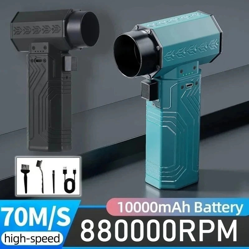880000RPM Turbo Jet Fan Air Blower – 10000mAh 600g Thrust Brushless Duster for Car & Leaf Removal