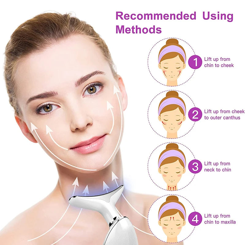 7-Color EMS Neck & Face Lifting Massager – LED Photon Therapy, Skin Tightening & Double Chin Remover