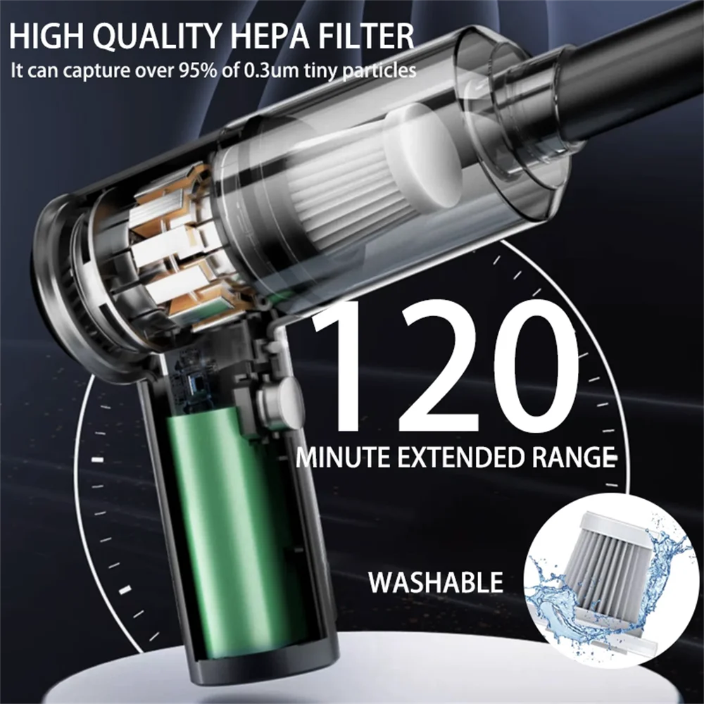 Cordless Car Vacuum Cleaner – 15,000Pa, 4 Nozzles