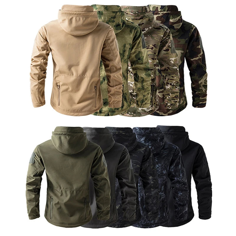 Men's Soft Shell Tactical Fleece Hooded Jacket