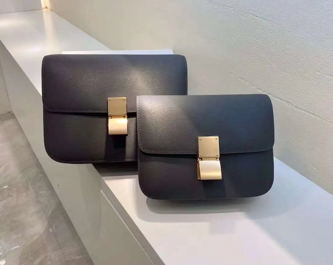 Genuine Leather Square Crossbody Bag – Luxury Designer Small Shoulder Messenger Bag for Women
