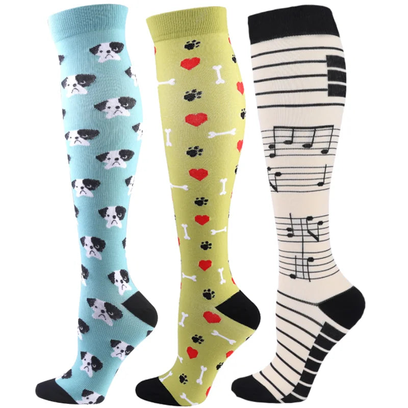 Knee High Compression Socks 20-30mmHg – 3 Pairs for Diabetes, Varicose Veins, Edema, Nurse & Running