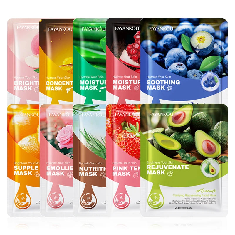 Fruit Facial Sheet Masks — Moisturizing 10 Pack