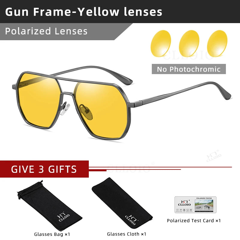 CLLOIO Anti-Glare Day & Night Vision Sunglasses | Polarized Photochromic UV400 Driving Glasses