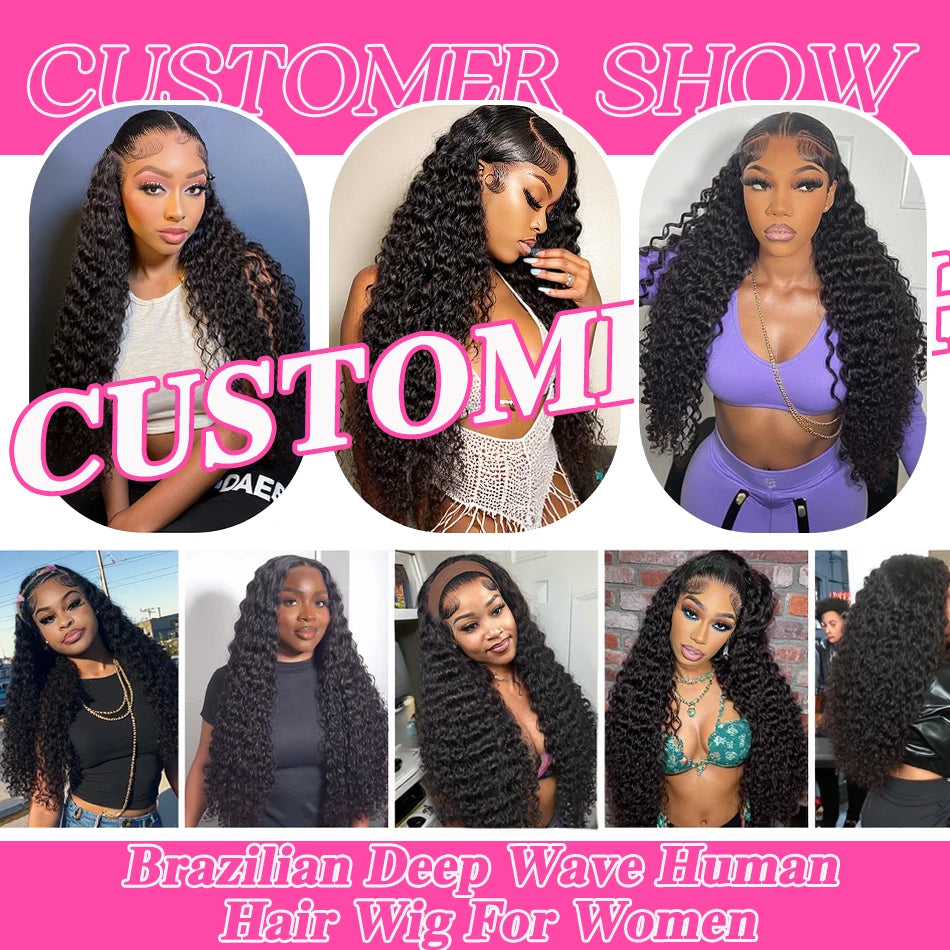 Rosabeauty 34 36inch Hd 13x4 13x6 Curly Wigs Deep Wave Frontal Wig Brazilian Curly Human Hair Wig Loose Water Wave Wig For Women