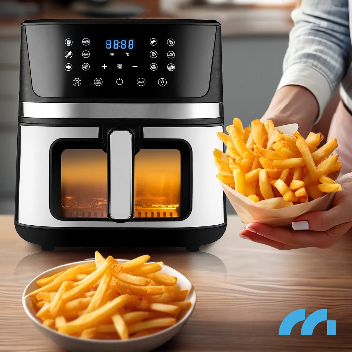MalTec 7L 1800W Large Air Fryer – Fat-Free Frying with Viewing Window, AirFryer1800W-7L
