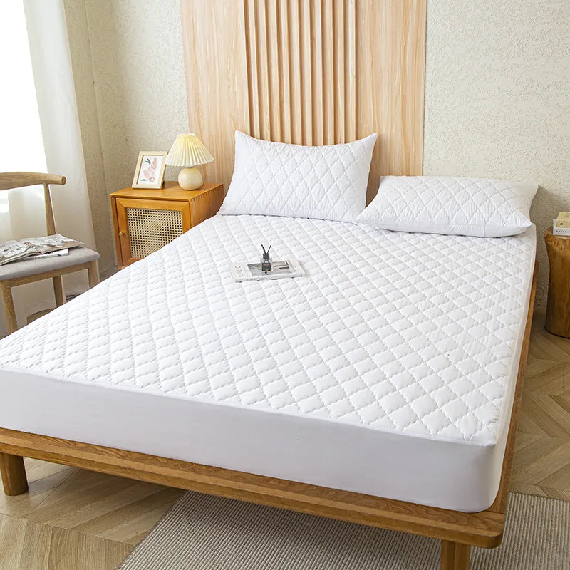 Waterproof Fitted Mattress Cover – Breathable Mattress Protector, Gray & White, Multiple Sizes