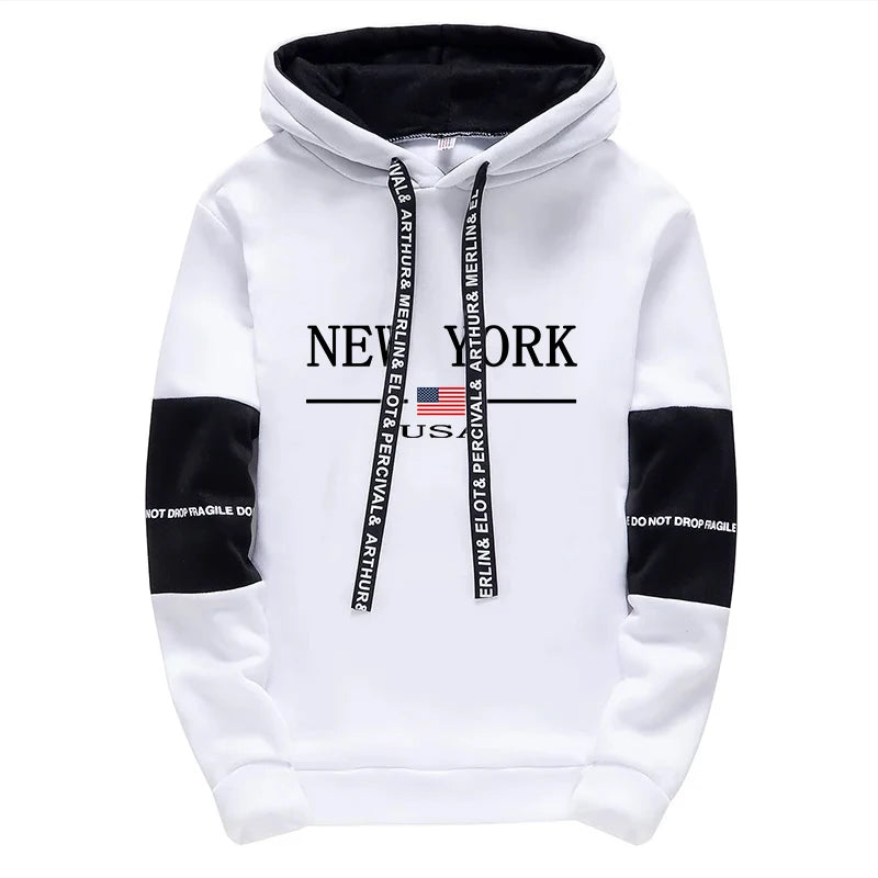 Men's Print Hoodie & Jogger Pants Tracksuit – Autumn Winter Casual Sportswear Set