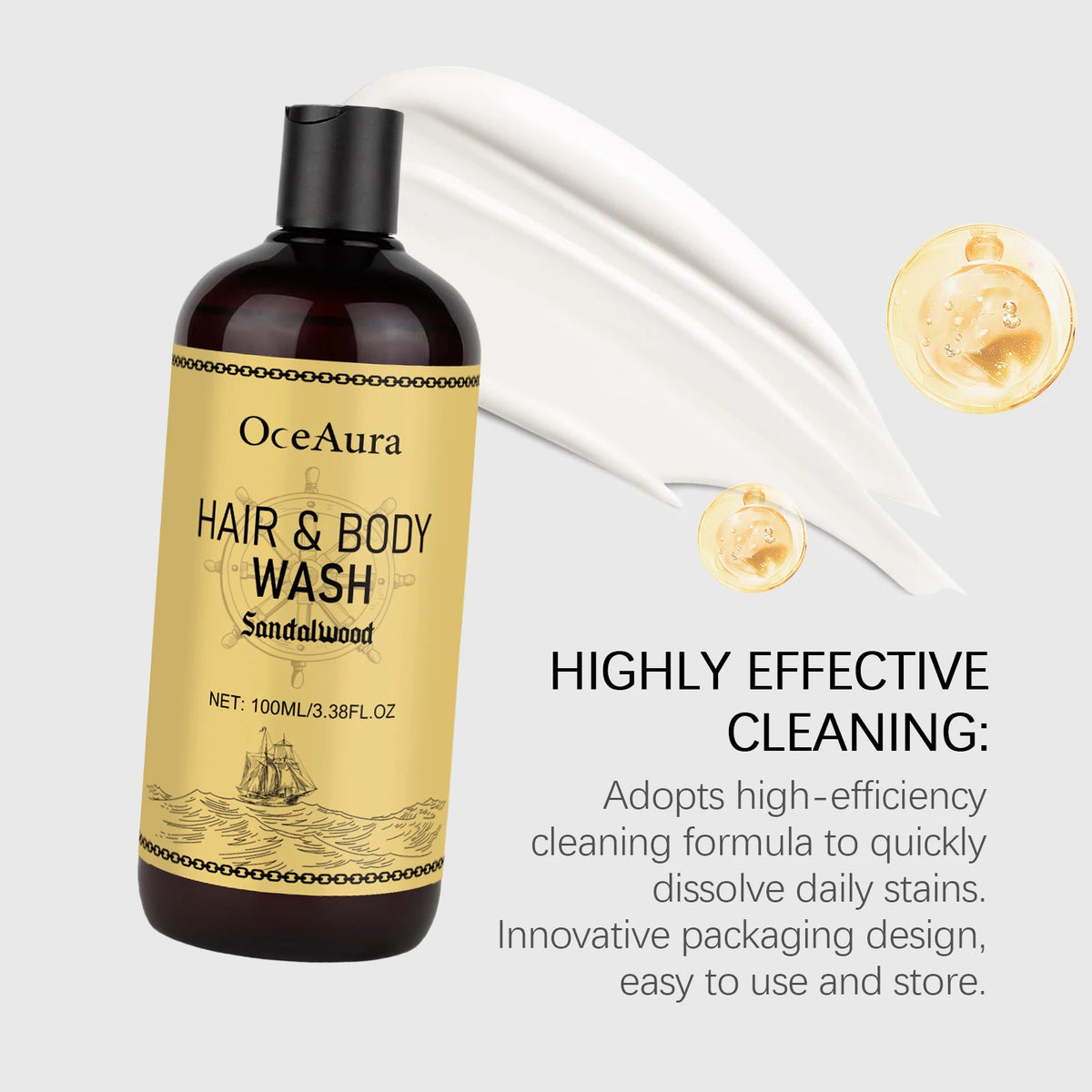 OceAura 2-in-1 Shampoo & Body Wash for Men – Moisturizing Scalp Cleanser & Hair Wash