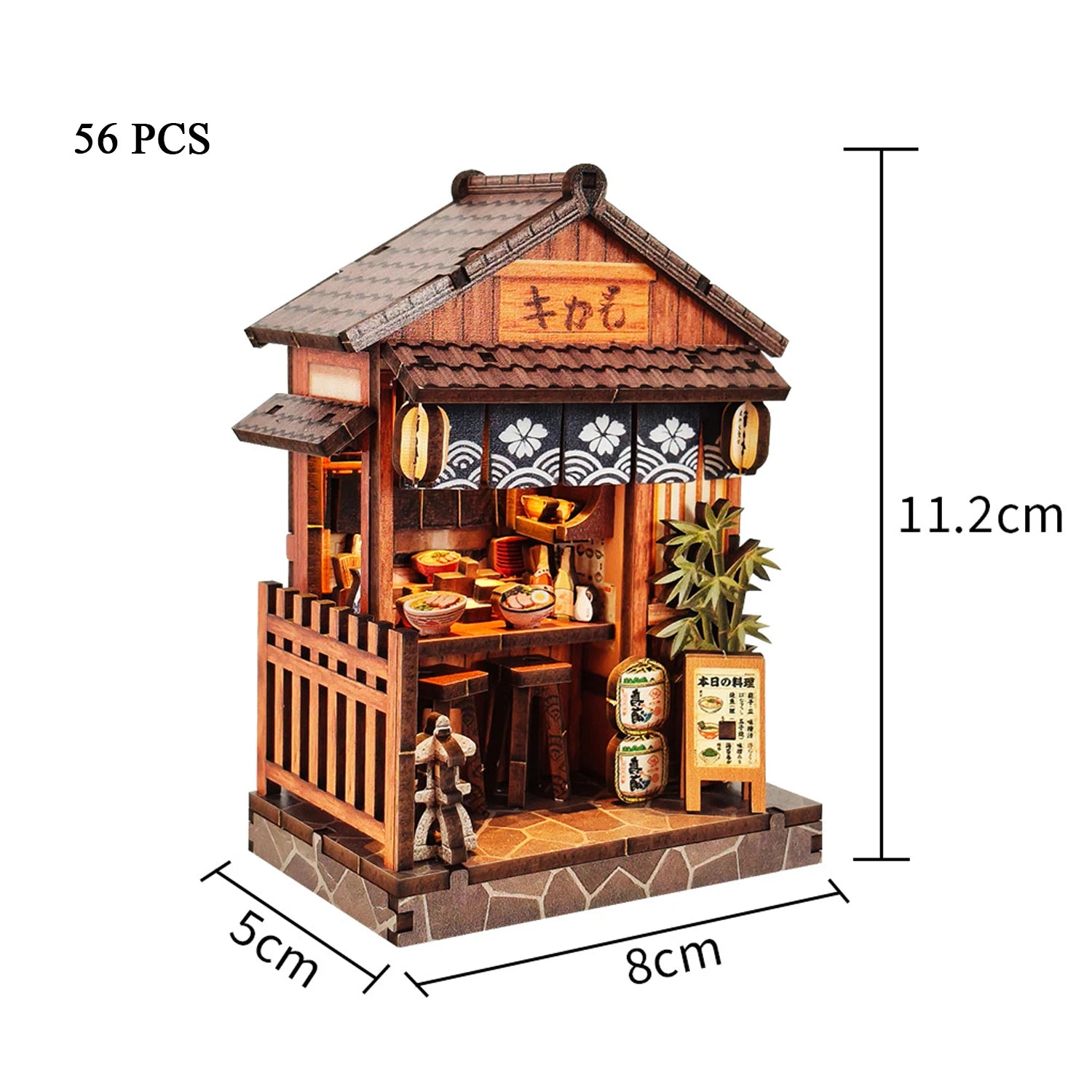 DIY Wooden Japanese Tavern Miniature with Lights
