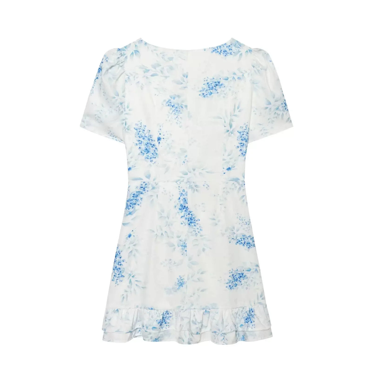 Women's Floral Ruffle Slim Dress – Deep V-Neck Double Layered Ruffled Hem Party & Daily Gown