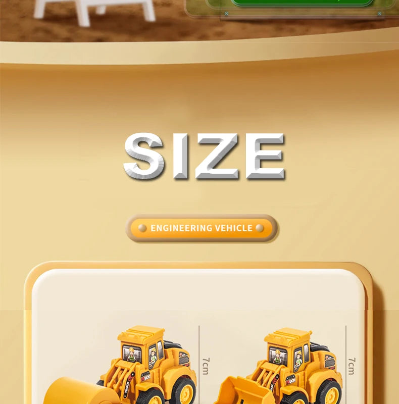 Press & Slide Construction Vehicle Toy – Excavator, Bulldozer & Road Roller for Kids
