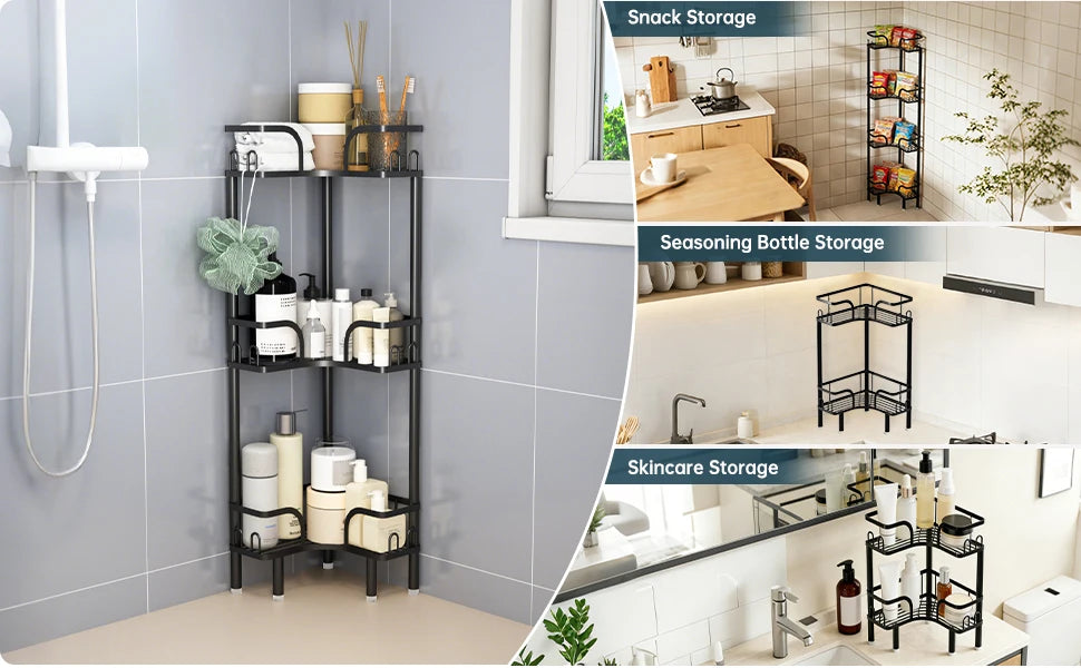 Bathroom Corner Shelf — Multi-Layer Freestanding Storage Rack for Shower & Bath Supplies