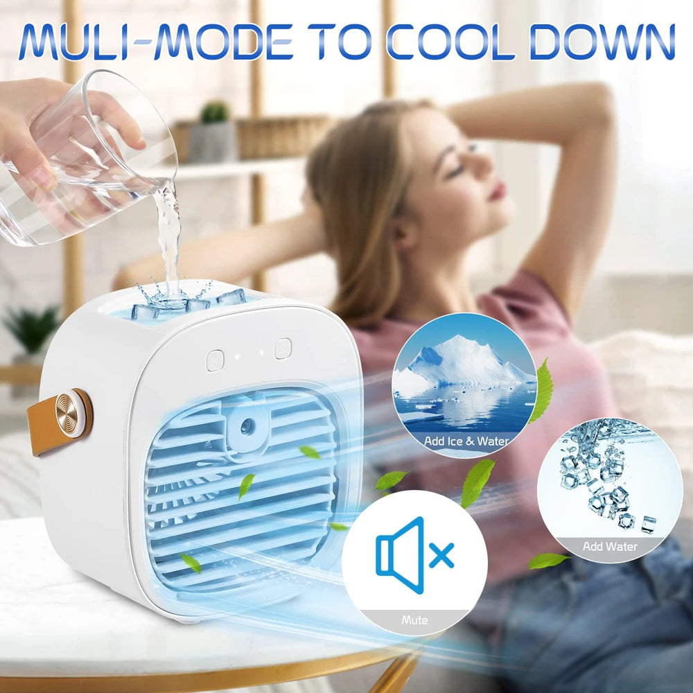 Portable Rechargeable Air Conditioner — Cordless Mini AC Cooling Fan for Room, Camping & Personal Use