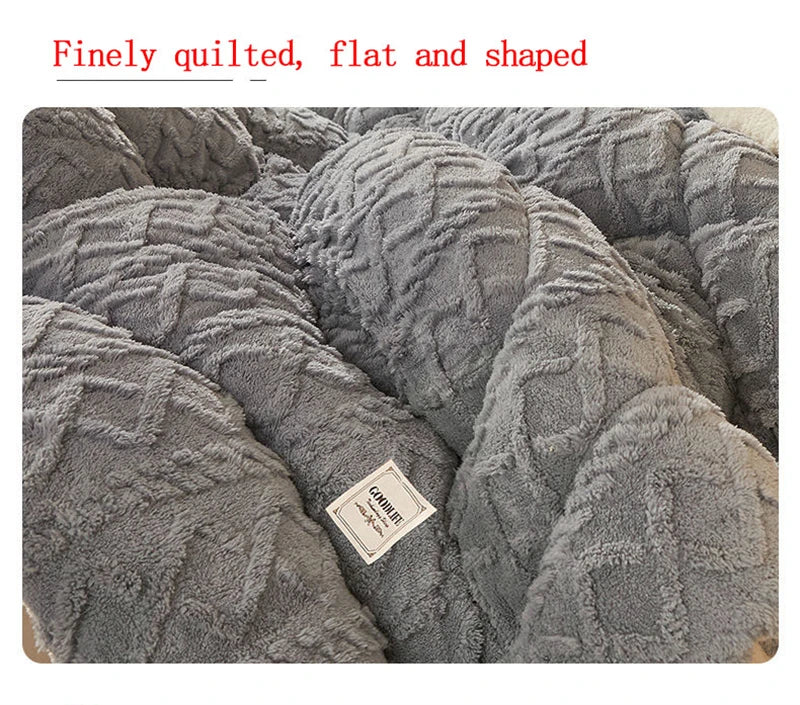 Thick Plush Bed Blanket – Faux Lamb Fleece Winter Comfort