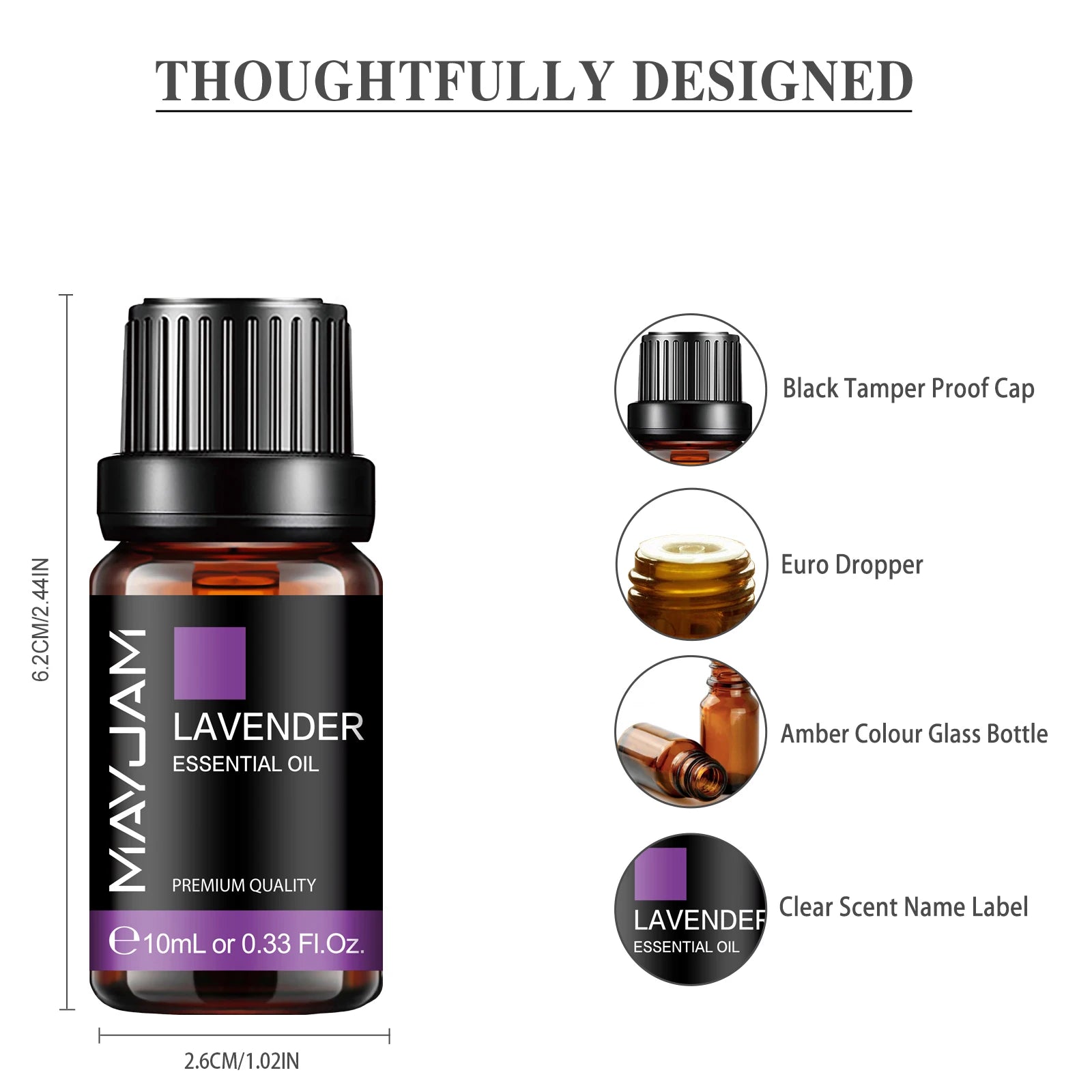 MAYJAM Essential Oils — Lavender, Lemongrass, Jasmine, Vanilla, Eucalyptus & Rose for Diffusers & Candle Making