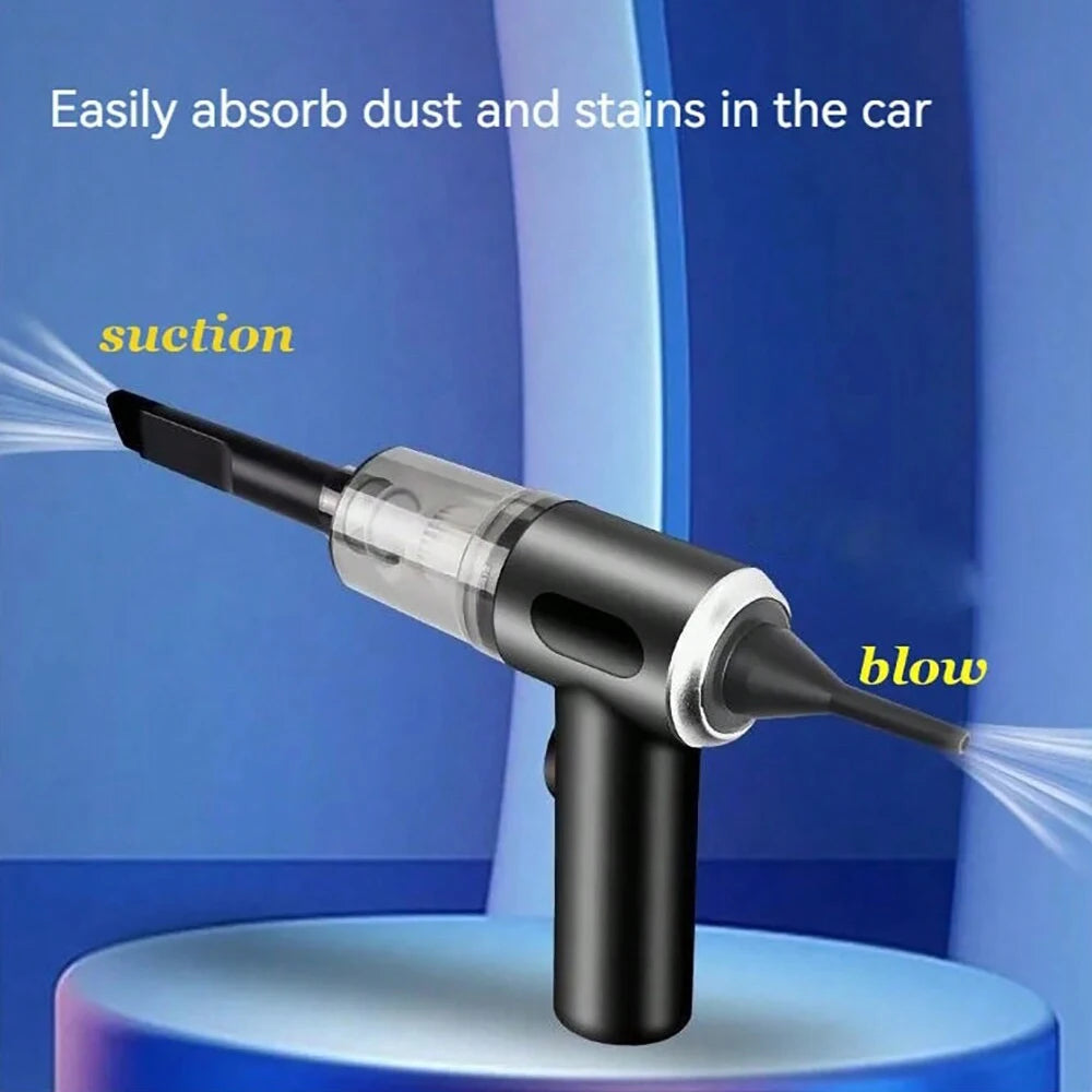 3-in-1 Suction & Blowing Vacuum Cleaner — USB Charging Portable Car & Home Vacuum with 3 Blow Nozzles