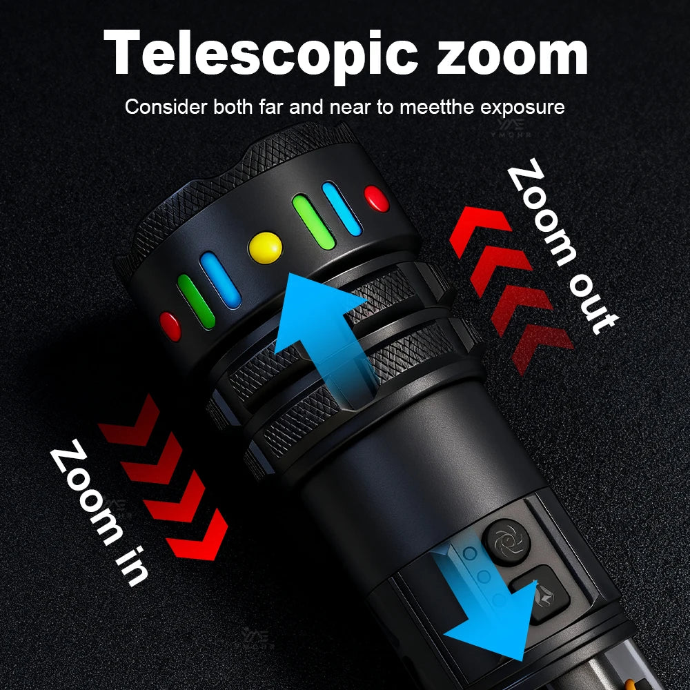 High Power White Laser Flashlight – Rechargeable Zoomable Waterproof Tactical Lantern