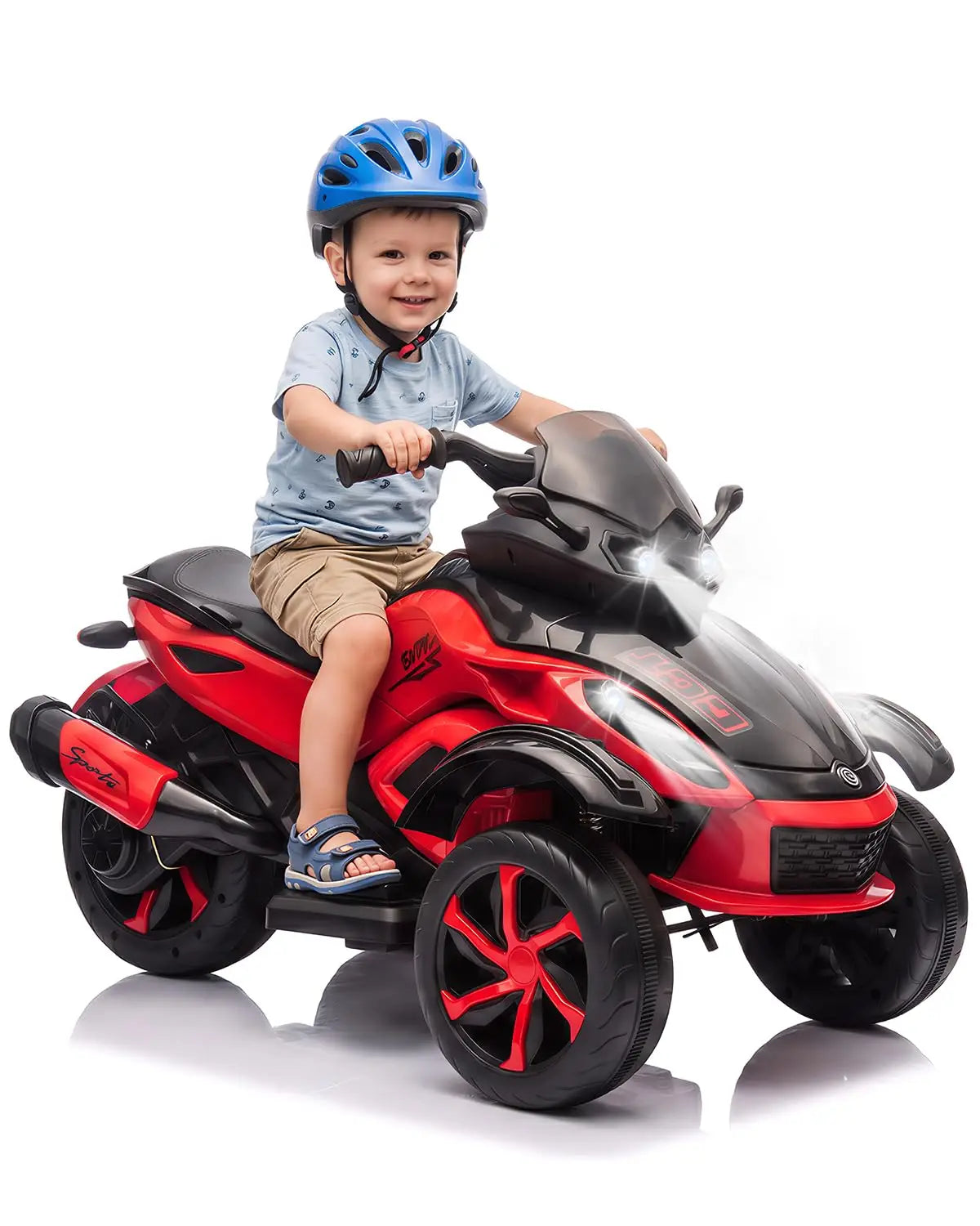 12V Kids Ride-On Car – Three-Wheel Electric Toy with Lights