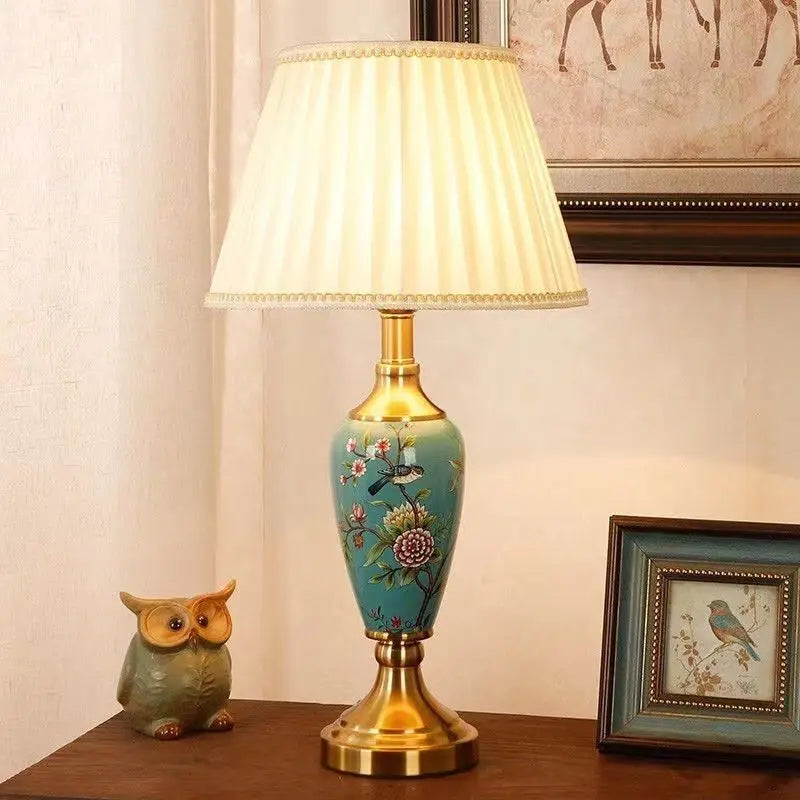 French Style Ceramic Lamp – Fabric Shade