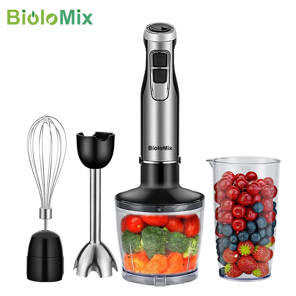 4-in-1 1200W Immersion Hand Blender — Chopper, Smoothie Cup & Stainless Steel Ice Blades