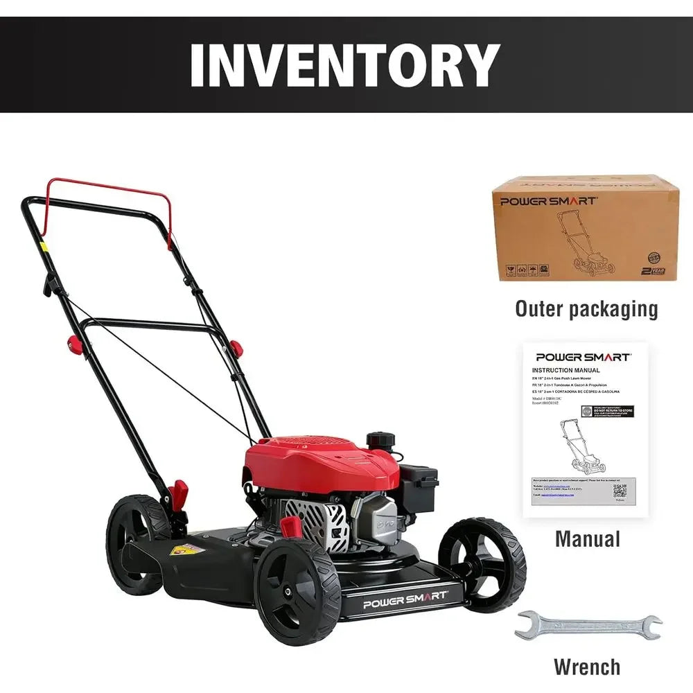 EasyCut 18" 144cc Gas Lawn Mower | 4-Stroke OHV Engine, Heavy-Duty Steel Deck, Side Discharge, 5-Position Height Adjustment, Walk-Behind Push Mower