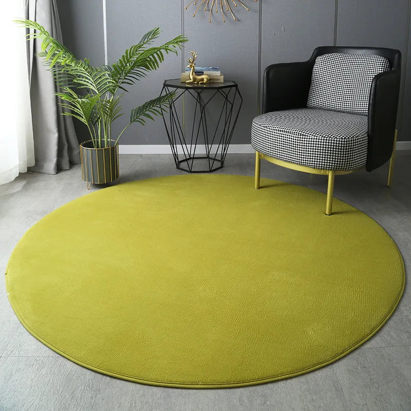Round Thickened Coral Velvet Carpet – Soft Bedroom & Living Room Circle Rug