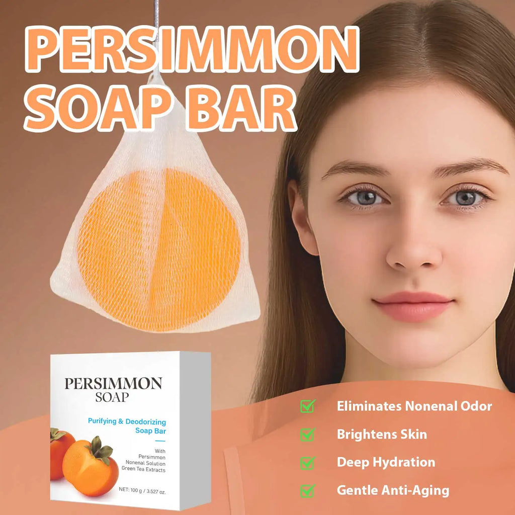 Persimmon & Green Tea Soap Bar – Natural Body Odor Soap for Men & Women, 100g