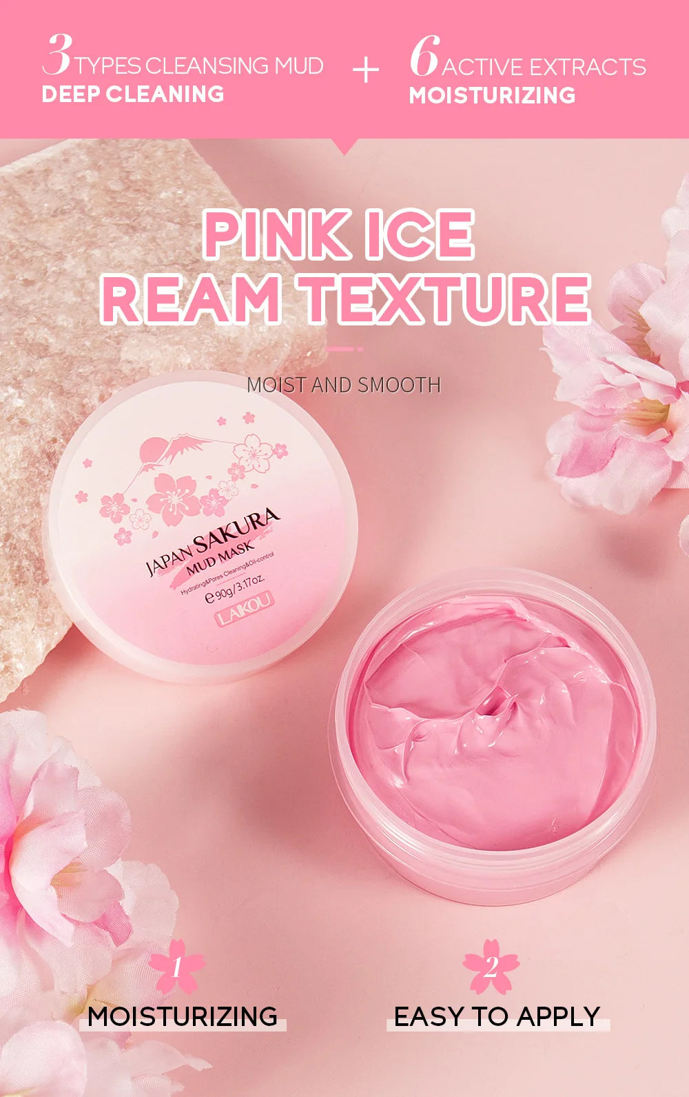 LAIKOU Sakura Clay Deep Cleansing Face Mask — Oil Control & Pore Refining
