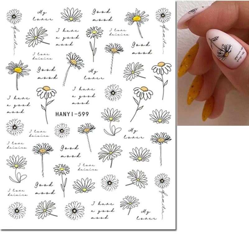 3D Summer Tropical Nail Art Sticker Decals — Palms, Butterflies & Flowers