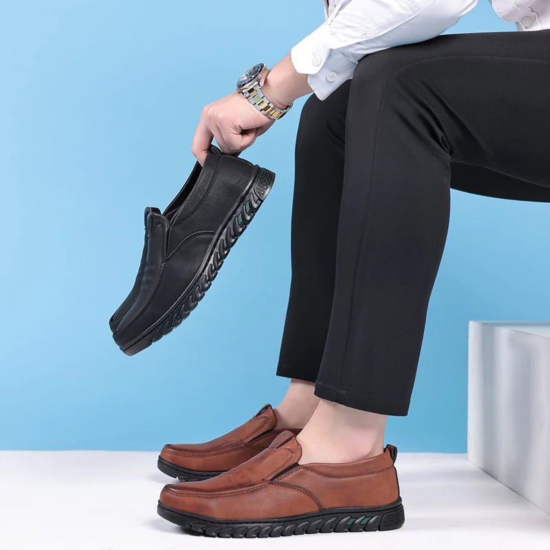 Men's Split Leather Slip-On Loafers