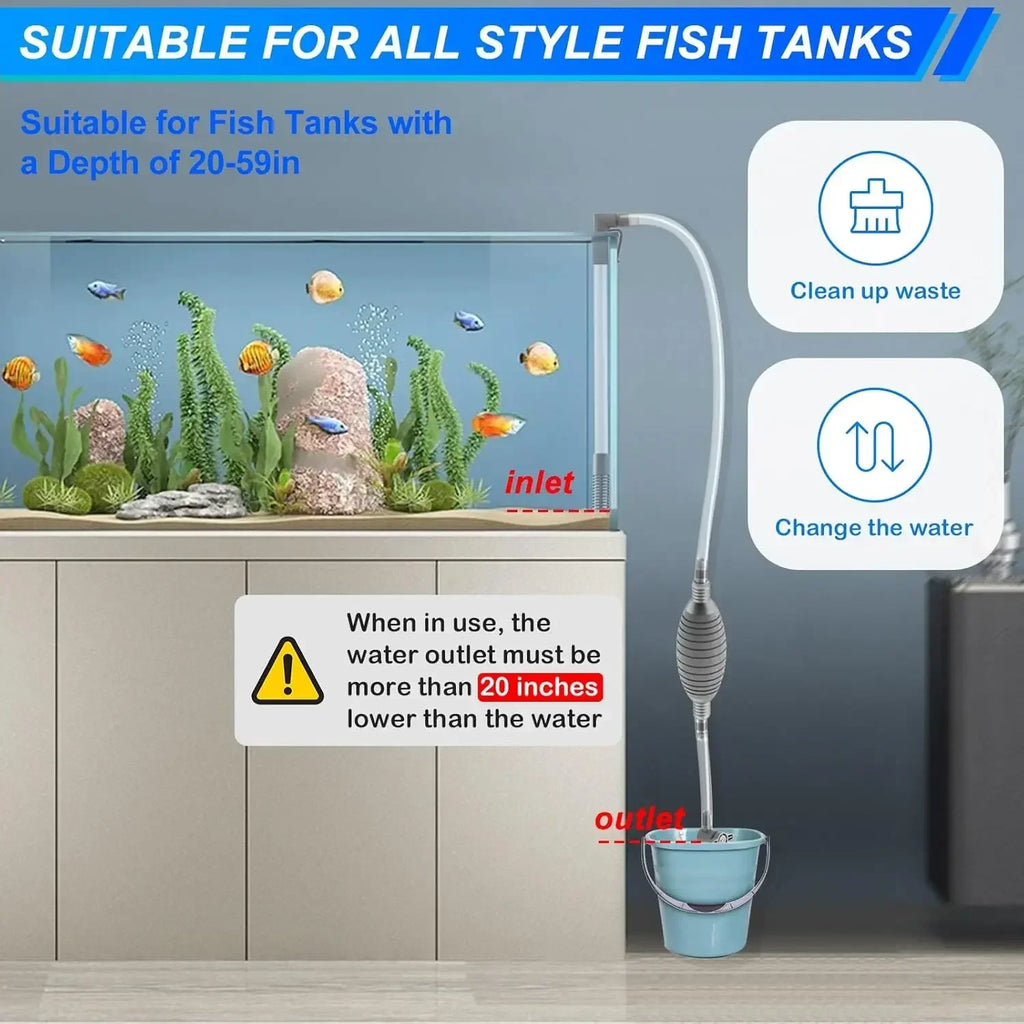 Aquarium Siphon Vacuum Cleaner Tool Set – Fish Tank Gravel & Sand Cleaning with Extension Tube