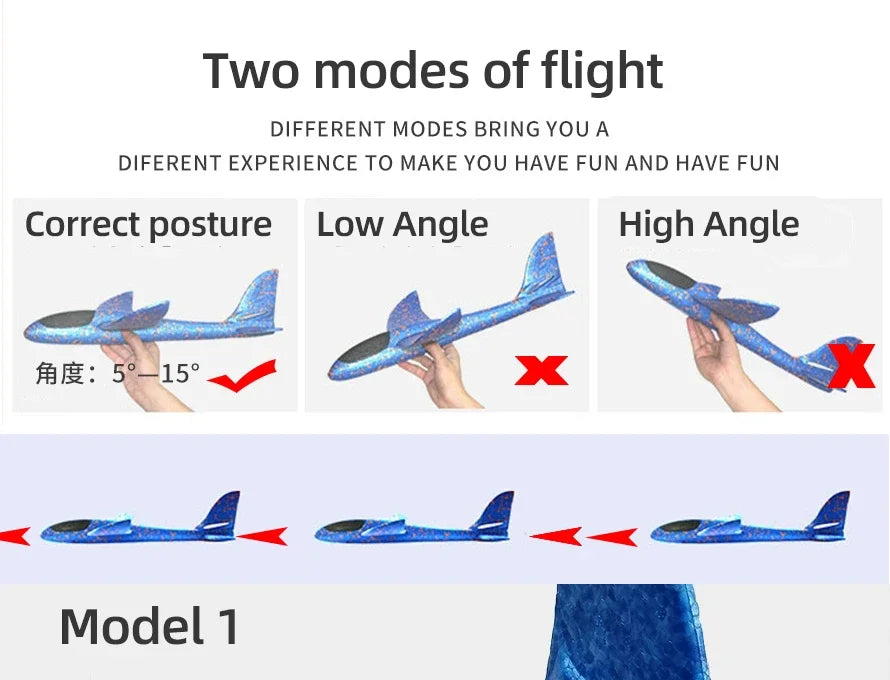 50cm Hand Throw EPP Foam Glider Plane – 2.4G Remote Control Outdoor Airplane for Kids