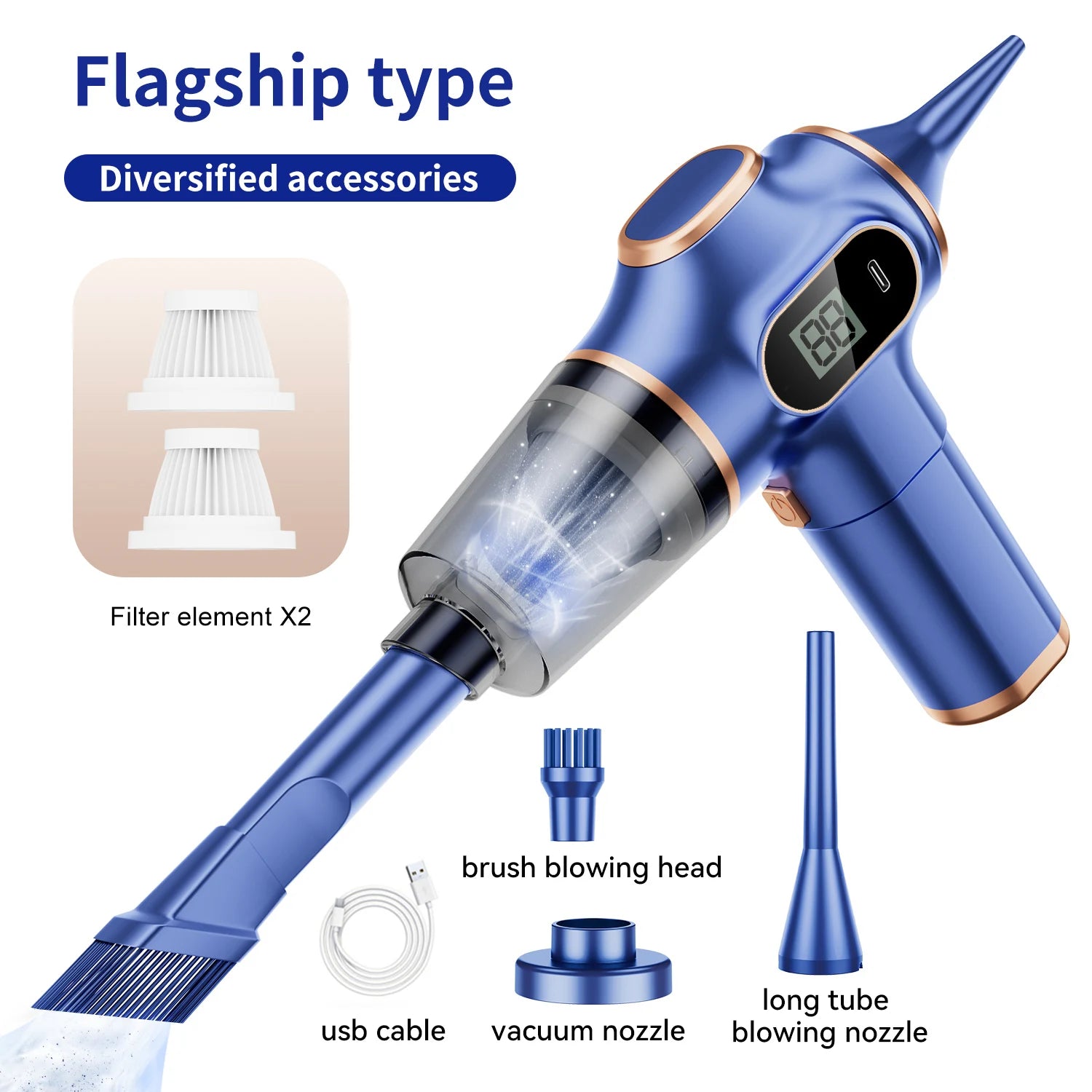 Wireless Handheld Car Vacuum Cleaner — 95000PA Suction, HEPA Filter, 2000mAh Battery
