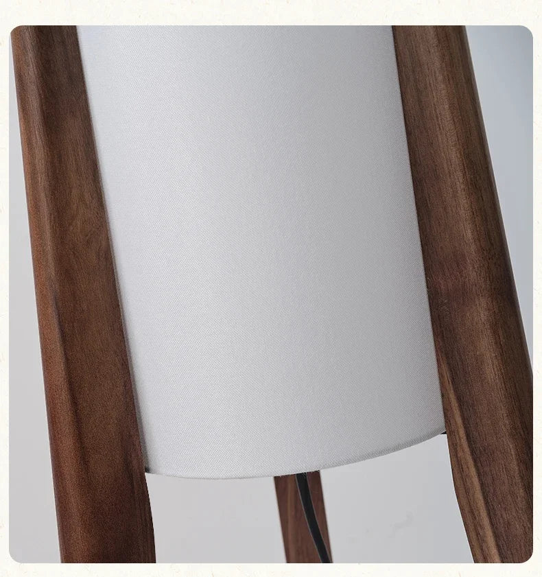 Wood Floor Lamp – Slim Fabric Shade Design