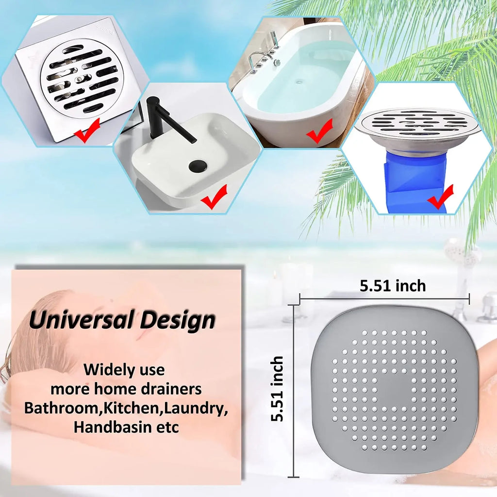 Silicone Drain Plug & Hair Catcher — Kitchen Sink, Bathroom & Bathtub Floor Drain Strainer