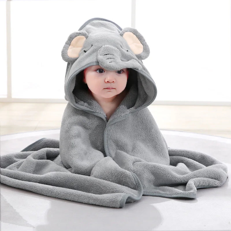 Cartoon Animal Hooded Baby Bath Towel – Soft Newborn Bathrobe & Swaddle Wrap for Boys & Girls